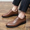 High End Brand Men'S Leather Casual Shoes Interview Conference Business Dress Shoes Simple Lace Up Men'S Groom'S Wedding Shoes