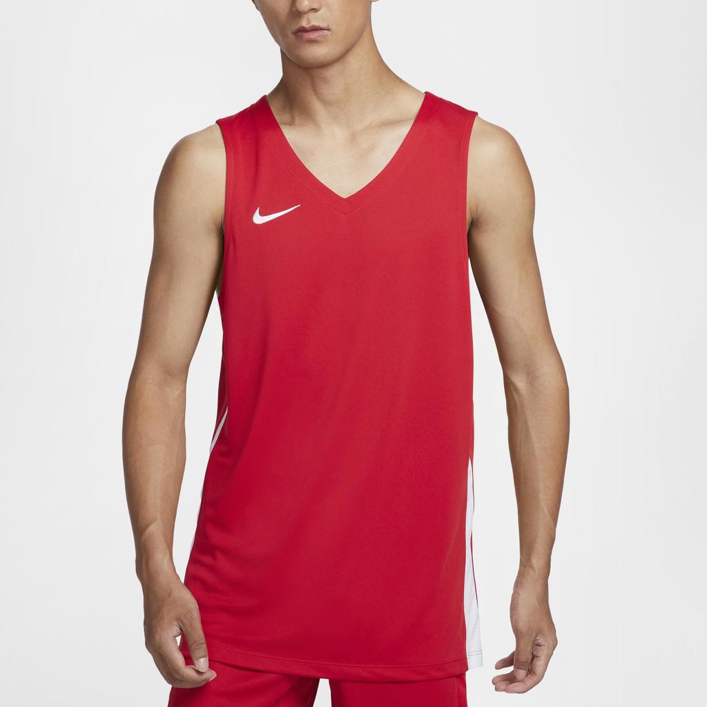 Nike Color Block Breathable V-Neck Sleeveless Basketball Jersey Men tops University-Red HF0519-657