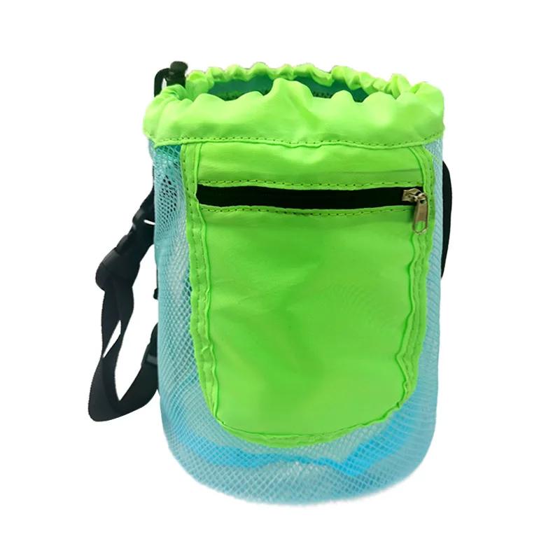 Mesh Beach Bag for Kids Toy Organizer Net Zipper Adjustable Shoulder Strap Storage Pouch Child Shell Collecting Bag Round Bucket