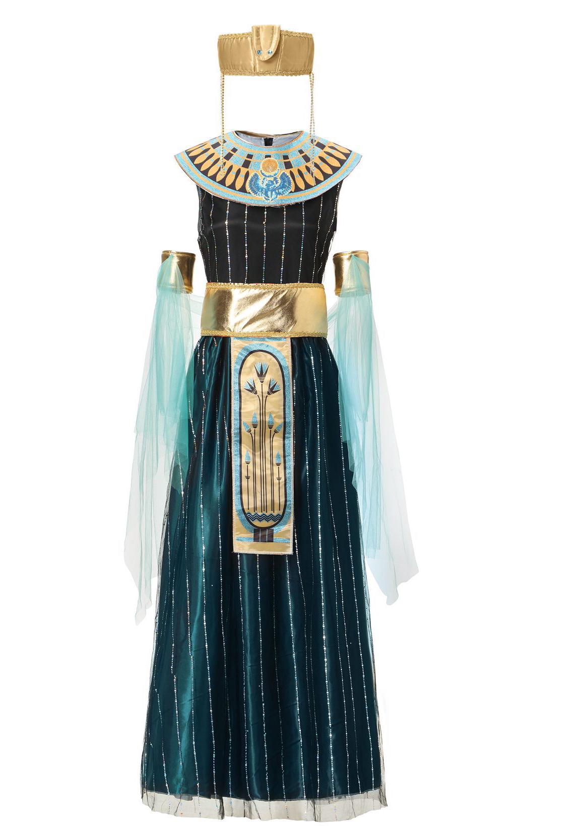 European & American Halloween Egyptian Goddess Dress: Long Skirt, Retro Cleopatra Cosplay Costume Medium