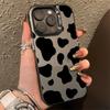 Black Leopard Print Electroplate Phone Case For Samsung Galaxy S25 Ultra S24 S23 S22 S21 S20 Plus FE A15 A35 A54 A55 Hard Cove