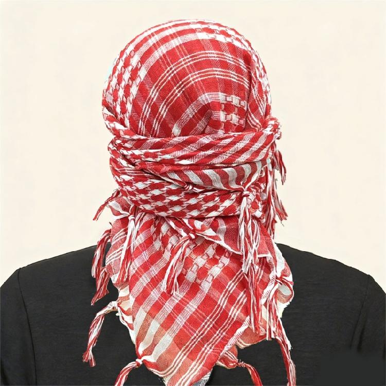 Stilvolles Unisex Arabisches Kopftuch in der Größe 100x100cm Vielseitiges Nackentuch Sonnenschutz-Accessoire mit Quasten