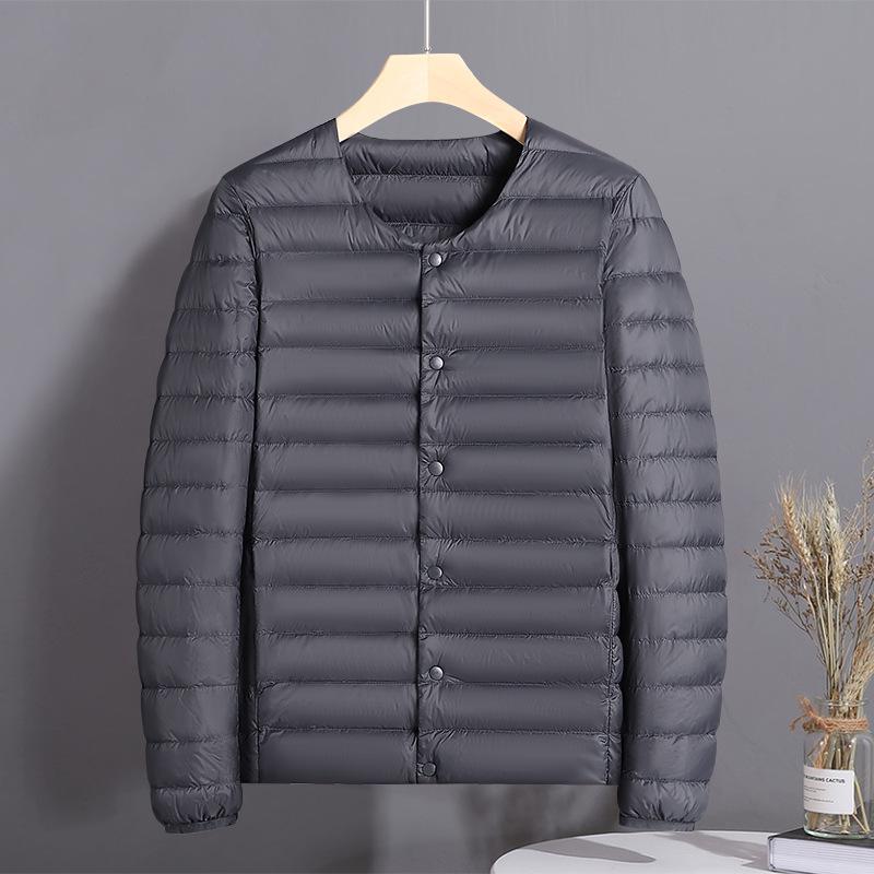 Men's Lightweight Down Vest: Warm Inner Layer with Round and V-Neck Options for Middle-Aged and Elderly.