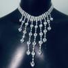 Fashion Accessories, Exaggerated Full Diamond Long Fringed Neck Chain, Trendy Versatile Multi-Layer Love Necklace