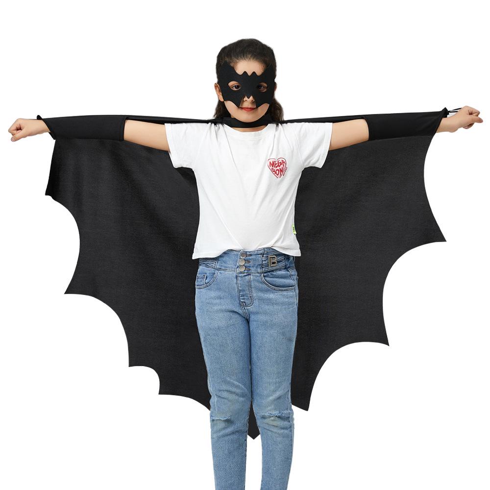 Top-Selling Bat-Shaped Halloween Cloak Jumpsuit with Sleeves - Black Cloak Set