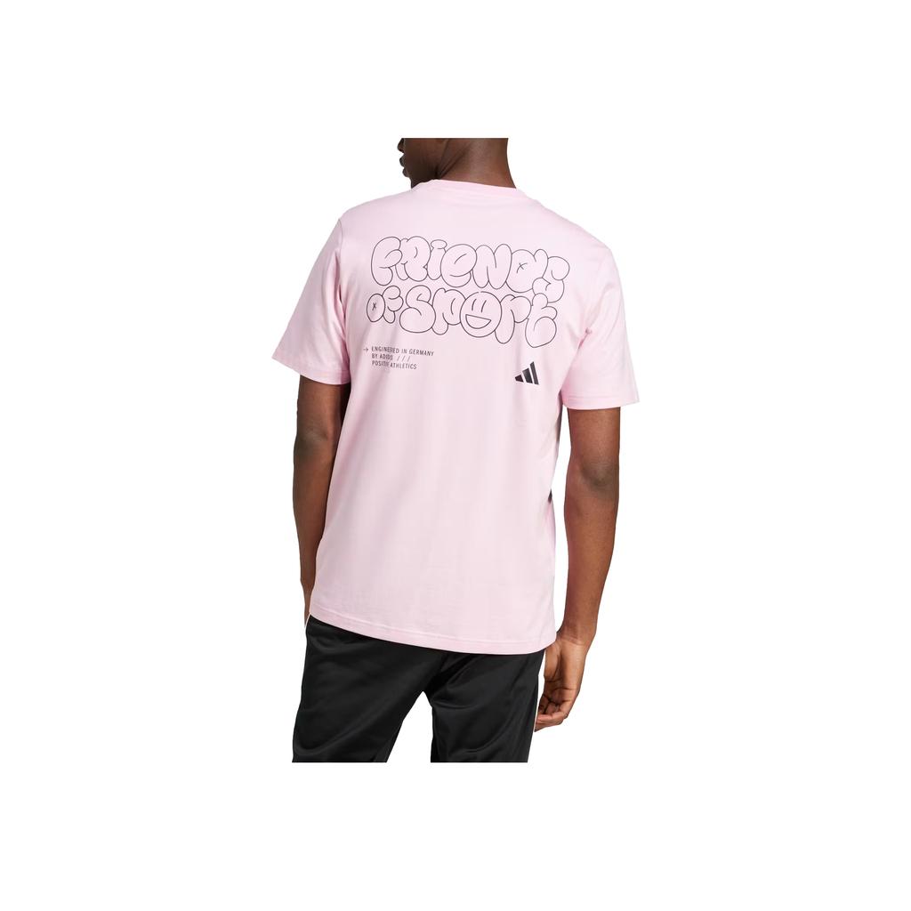 Adidas Lounge Verbiage Sportswear Friends Of Sport Graphic Soft Comfortable Round Neck Short Sleeve T-Shirt Men T-Shirt Pure-Pink JJ3985