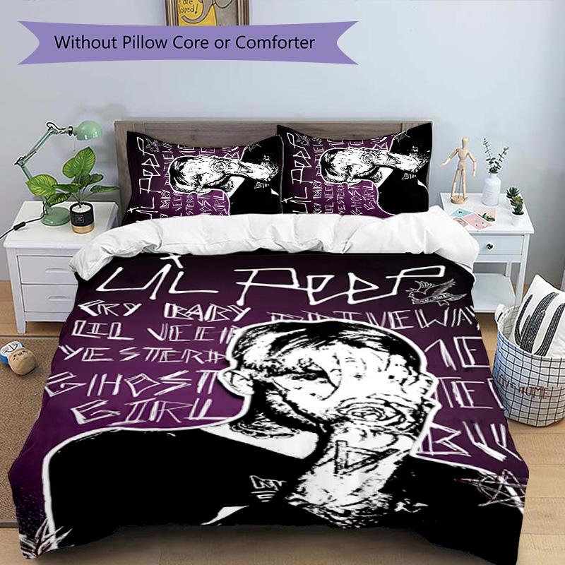 Neon Style Lil Peep 3pcs Bedding Set Duvet Cover Closure Includes 1 Duvet Cover & 2 Pillowcases for All Seasons Bedroom Home Dorm Decor