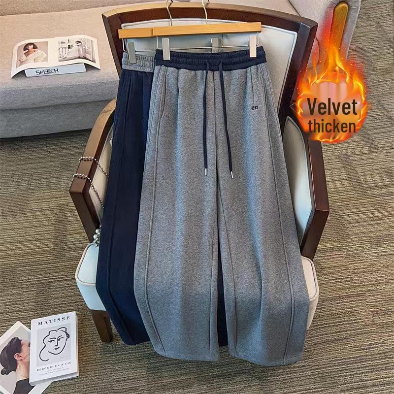 

Winter High Waist Plus Size Velvet Women s Pants - Loose Fit, Fits Up to 300 Jin 5XL серый