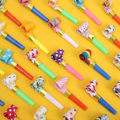 50Pcs Blowing Dragon Whistle Funny Colorful Kids Children's Birthday Party Blow Roll Cheer Props Toy
