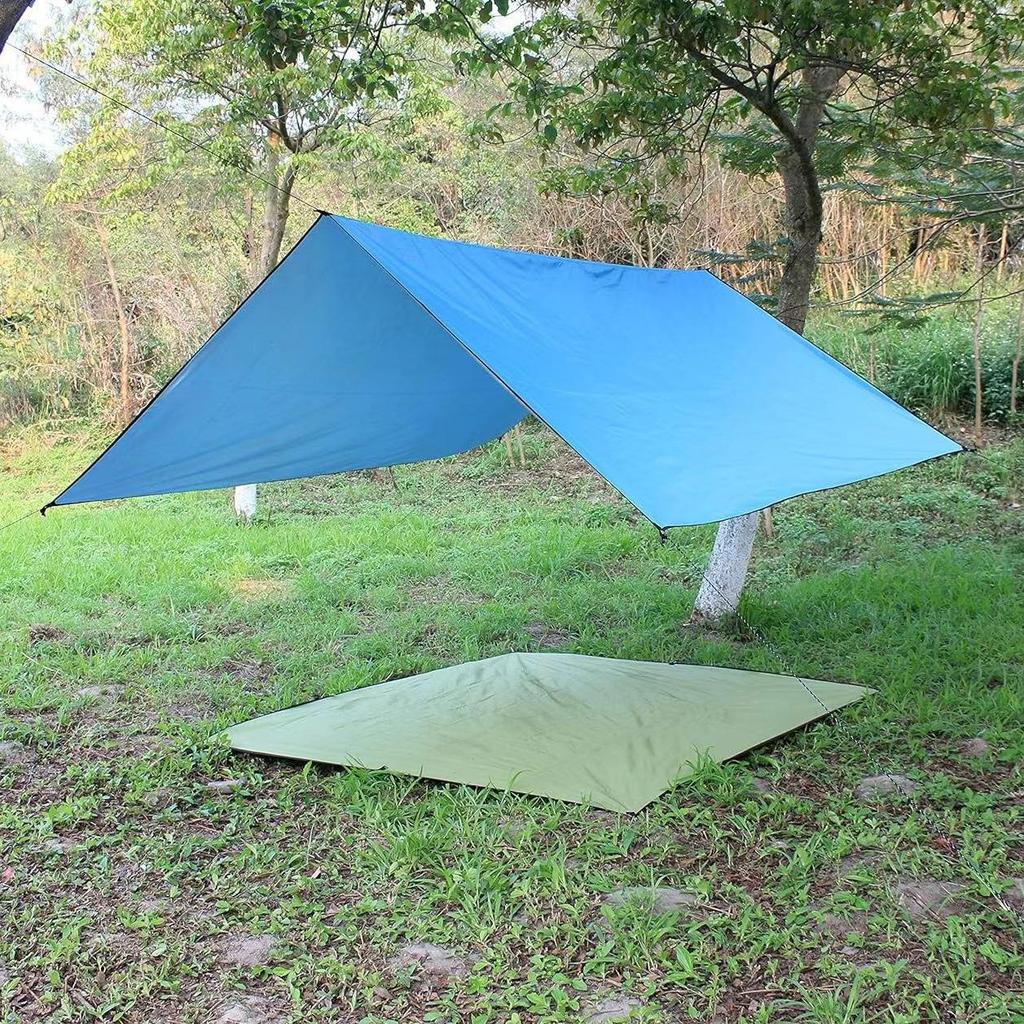 Tapis de camping multifonction en tissu Oxford imperméable: Plancher de tente d'extérieur, résistant à l'humidité, couverture de pique-nique, auvent recouvert d'argent.