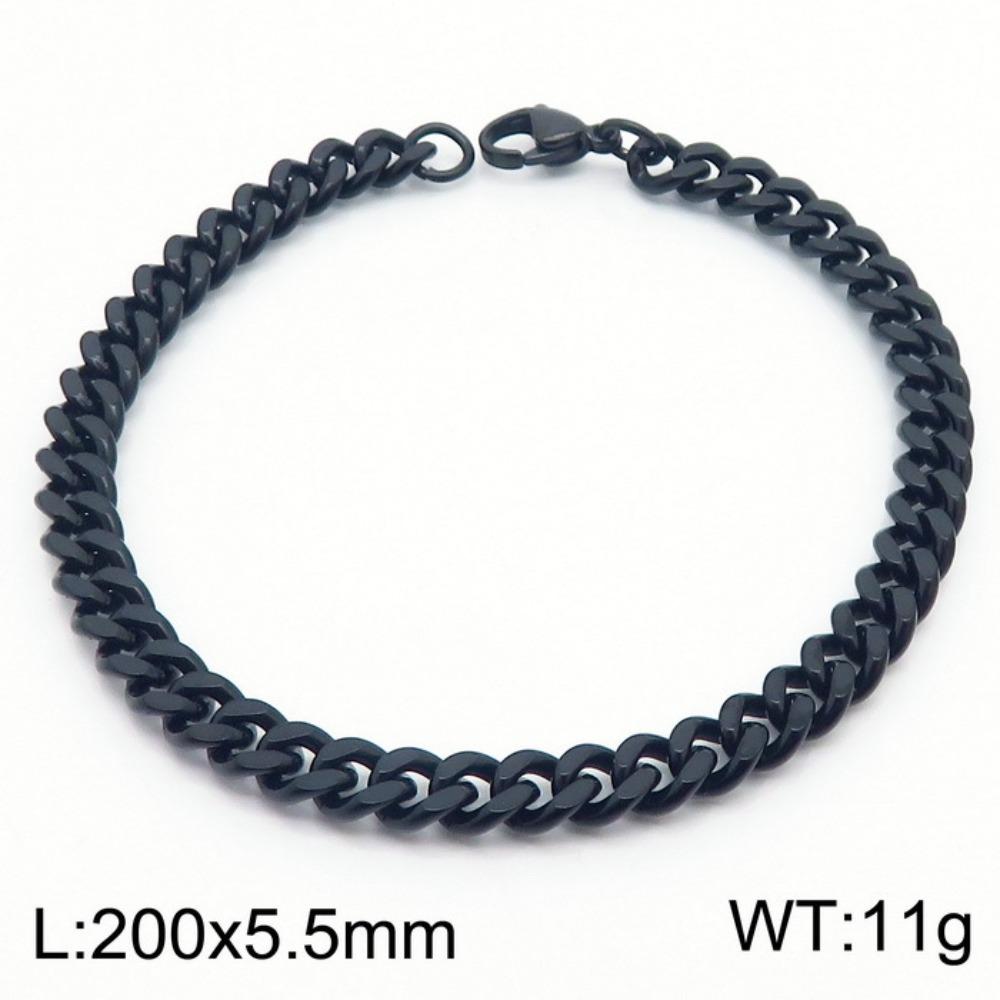 Jewelry Side Flat Chain Stainless Steel Chain, Simple Titanium Steel Men's Trend Hip-hop Bracelet Accessories