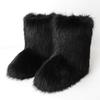Women's Winter Fluffy Faux Fur Snow Boots, Comfortable Plush Warm Ankle Booties, Luxury Furry Fashion Outdoor Footwear