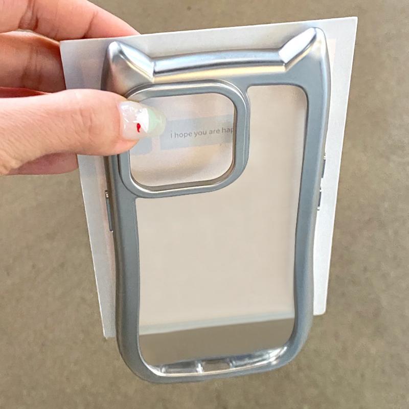 Luxury Plating Soft Silicone Armor Bumper Case For iPhone 15 14   11 Pro Max Plus Shockproof Protective Cute Cat Ears Cover