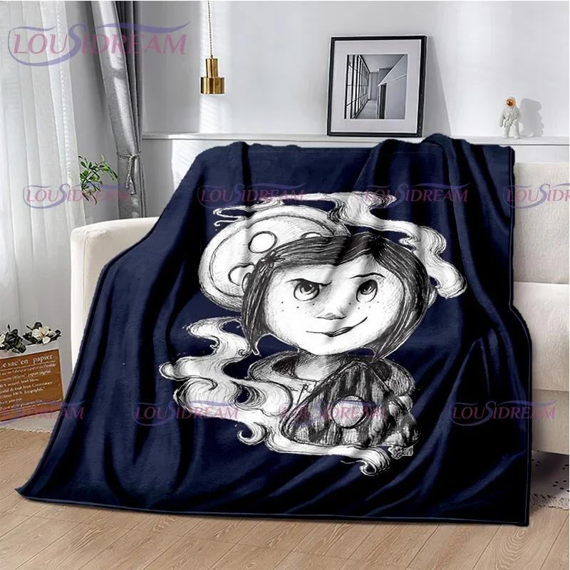 Gothic Style Animated Print Plush Blanket–Soft Throw for Kids, Family Napping, Sofa or Bed – Warm Flannel Bedspread for Home Use