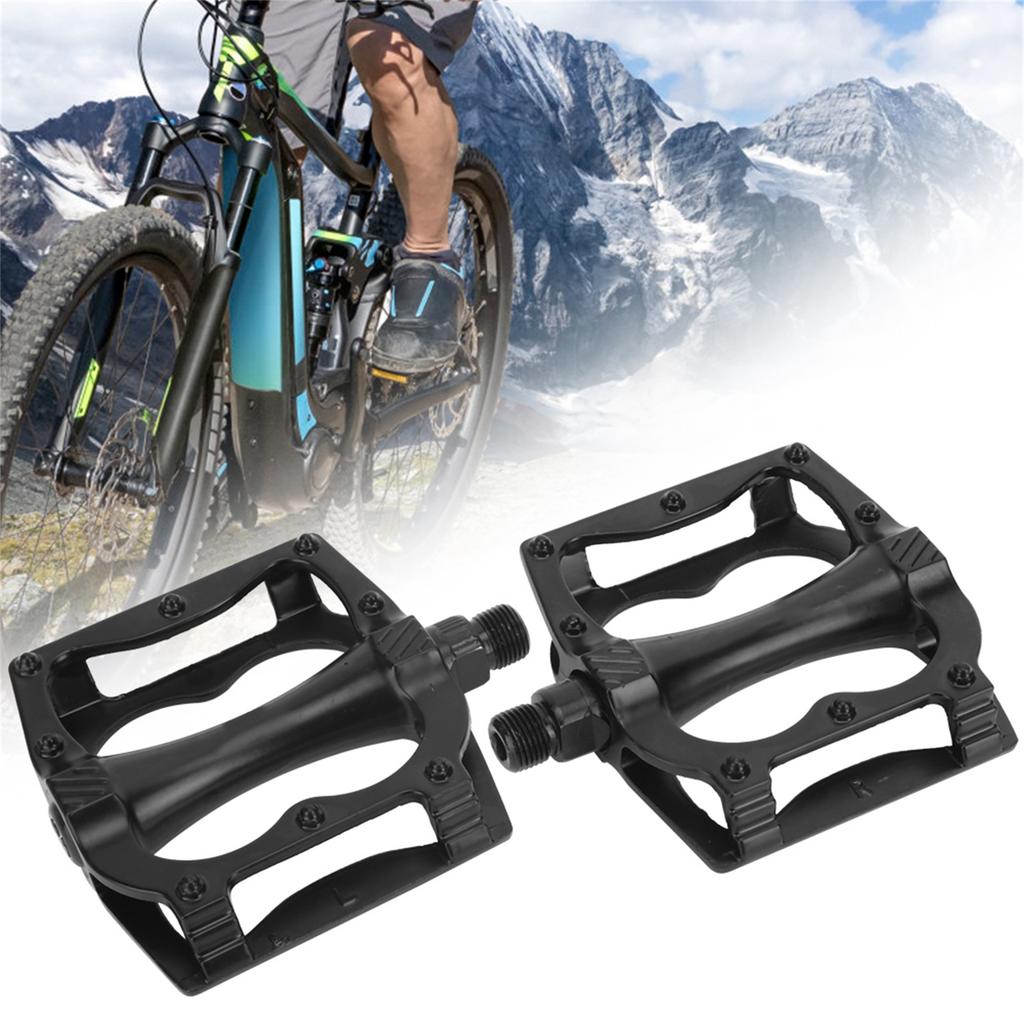 A Pair Aluminium Alloy Black Mountain Bike Pedal Plate Anti‑skid Ball Bearing Pedals Bicycle Accessories