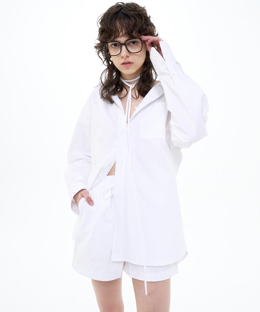 Bikwaieos Banded Cotton Shorts_White