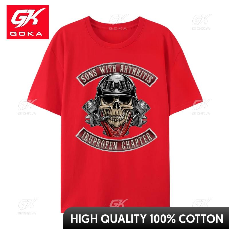 Sons with Arthritis Ibuprofen Chapter Funny Biker Skull TShirts Unisex TShirts Brand Black Unisexs Tops Tees Pure Cotton S