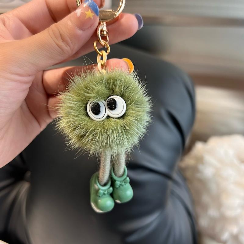 [Cute Long Legs] Mink Hair Car Keychain Pendant Ins Internet Celebrity Hair Pom-pom Book Bag Pendant