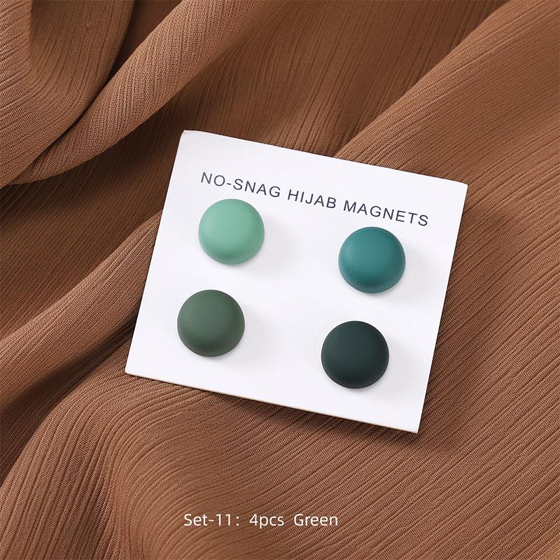 4Pairs / Card Matte Magnet Hijab Pins for Muslim Ramadan Headscarf Women Shawl Strong Magnetic Button Headscarf Magnetic Brooch