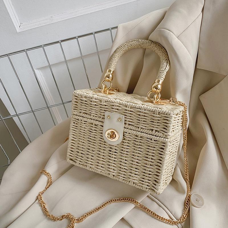 Bolso cuadrado pequeño de tela de verano, bolso de playa de estilo moderno, caja de tela hecha a mano