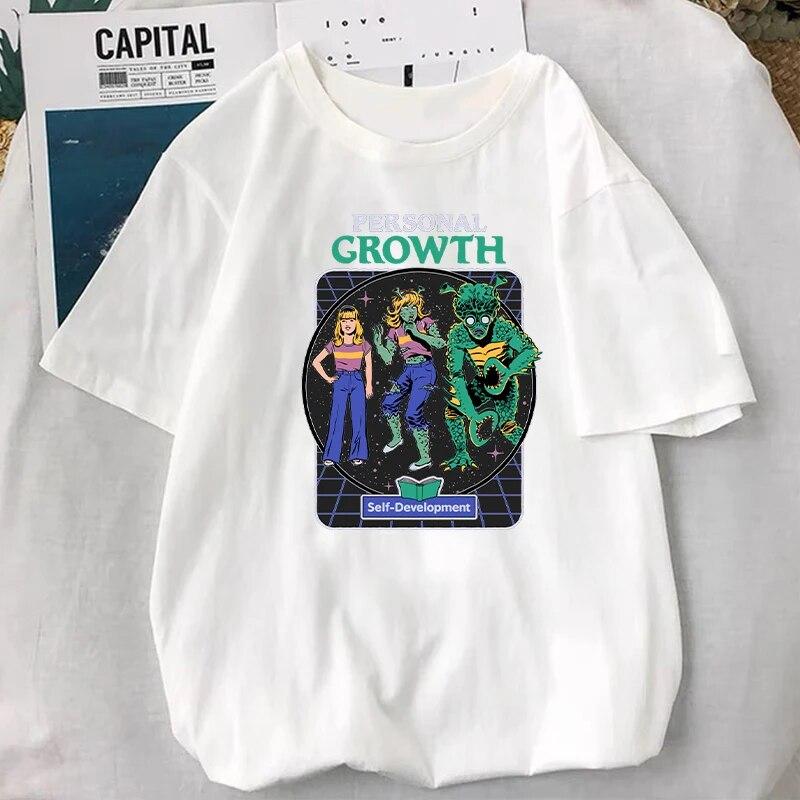 Satan Demon TShirt Scary Devil Aliens Vintage T-Shirt Women Unisex Classic Scary Cartoon Graphic Tops Oversized Harajuku Ropa Mujer