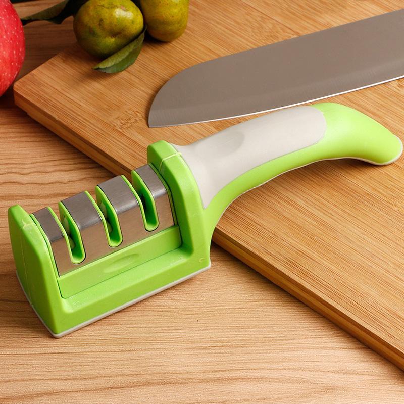 

3-Stage Knife Sharpener Kitchen Knife Sharpening Stone Tungsten Ceramic Sharpener Tools Polish Blades for Steel Knives Scissors 3 Stages зелёный