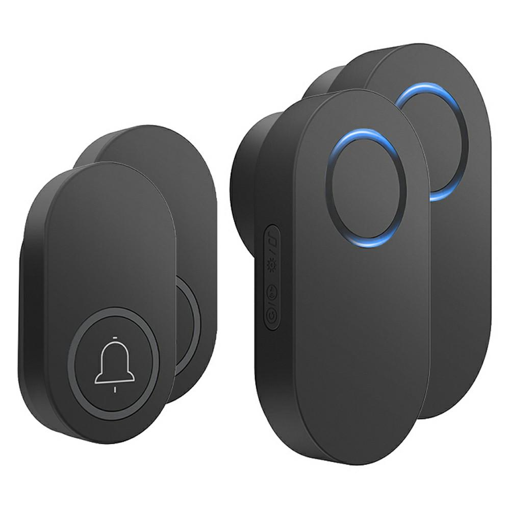 

ML008-B-22UK 60 Melodies Wireless Self-Powered Doorbell Ring UK Plug/Black,2 Transmitter + 2 Receiver A