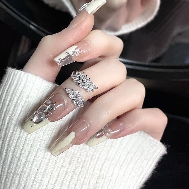 Full Diamond Zircon Niche Design High Sense Cold Wind Personality French Open Ring Index Finger Ring Female