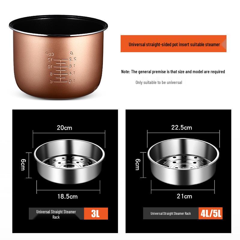 Universal 304 Stainless Steel Deepened Steaming Plate for Rice Cooker, 345L Household Steamer Rack