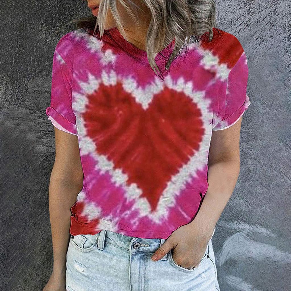 2023 Grenzüberschreitendes Sommer Herren Rundhals Kurzarm T-Shirt Liebe Damen 3D T-Shirt Digitaldruck Kurzarm Top