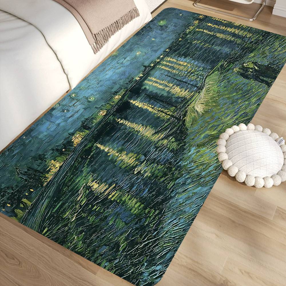 Van Gogh Oil Paintings Floor Mat Anti-slip Absorb Water Long Strip Cushion Bedroon Mat Alfombra