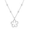 Silver Tone Flower Pendant Necklace for Women with Open Outline Design, Alloy Chain Jewelry for Date Night, Daily Wear and Commute Looks