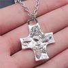 Betendes Kreuz Religiöses Amulett Anhänger Antike Bronze Metall Freund Halskette Neuankunft Geschenk