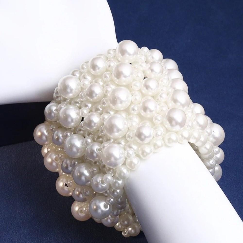 Baroque Pearls Bracelet Elastic Wide Bangle Minority Women Bracelet  Gift