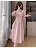 Pink Cheongsam Long Sleeve Bridesmaid Dress - Spring Engagement and Homecoming Style