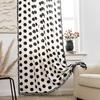Curtain Finished Non-Punching Bay Window Curtain Circle Black Fringe Restaurant Decorative Curtain Fabric