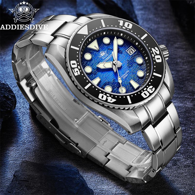 ADDIESDIVE Fashion Automatic Mechanical Watches For Men Stainless Steel Wristwatch Waterproof 20Bar Luminous Man Luxurious Watch