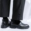 2024 New Brock engraved casual men's shoes British Japanese black heightening small leather shoes men's Korean version 44303-R