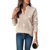 Women V Neck Heart Pattern Pullover Knit Sweater Autumn Casual