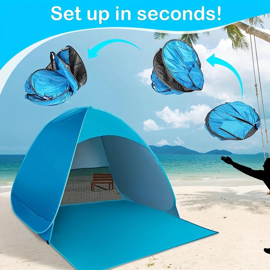 Outdoor Camping Tent, Automatic Quick Opening Folding Beach Tent, Sun Shading Sun Protection Rain Blocking, Compact and Portable