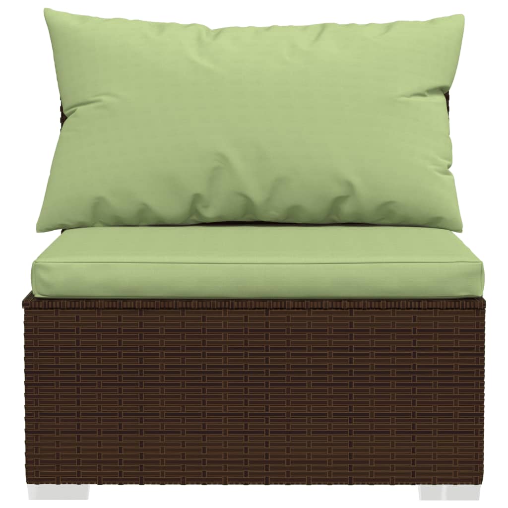 4 piece garden lounge set with cushions poly rattan brown