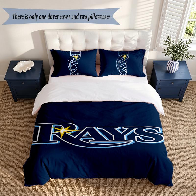 Tampa Bay Rays 3‑Piece Bedding Set Soft Microfiber Duvet Cover Pillowcases Comfortable Bed Linen for Bedroom Decoration