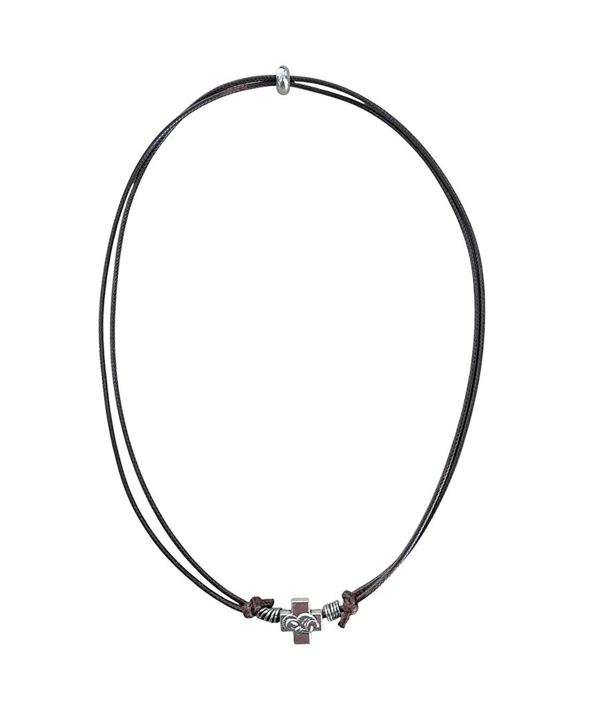 Sk8Er Rock Void Cross String Necklace ((Brown))