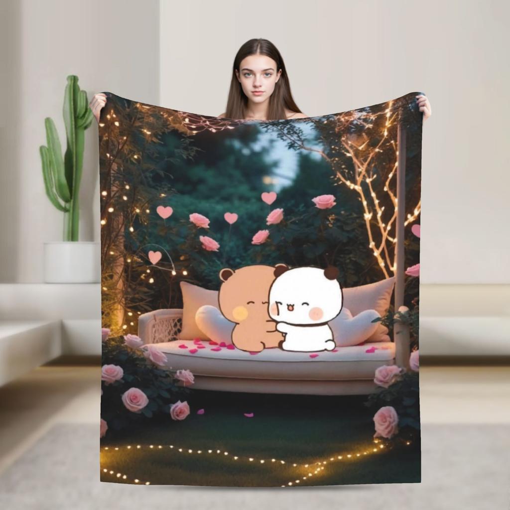 Bubu & Dudu Heart Love Super Soft Blankets Child Plush Throw Blanket Funny Home Decor Flannel Bedspread Sofa Bed Cover
