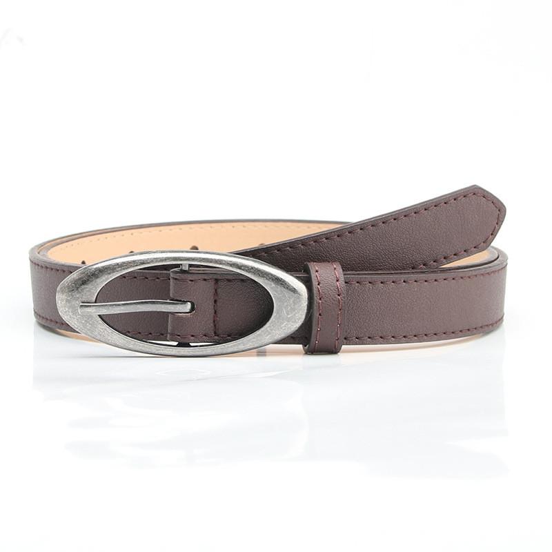 Modern Womens Leather Waist Belt With Silver Alloy Pin Buckle For Daily Wear