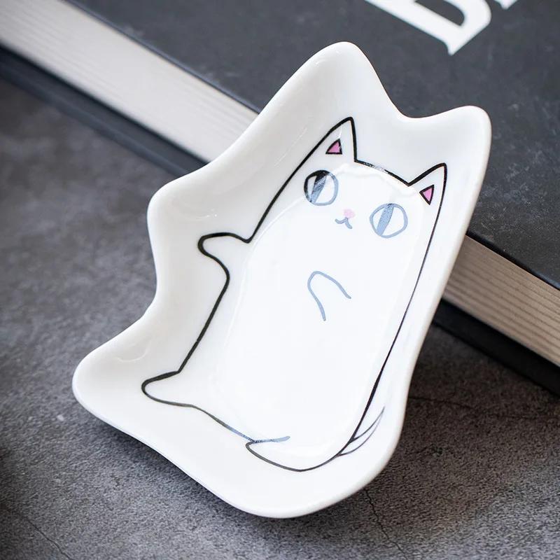 1PC Japanese Grocery Animal Incense Tray Thread Rack Incense Tray Cat Ceramic Oil Dish Plate Decoration Creative Home