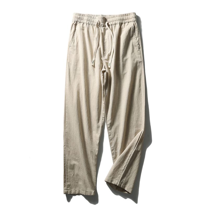 Pure Linen Pants Men's Summer New Thin Straight Loose Cotton and Linen Pants Foreign Trade Export Men's Trousers Casual Trousers