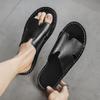 Summer Men's Leather Slippers Casual Beach Sandals Comfortable Non-Slip Mules Sandals for Men