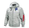 Men's Winter Hooded Padded Bomber Jacket Embroidered Quilted Flight Coat Loose Fit Casual Streetwear