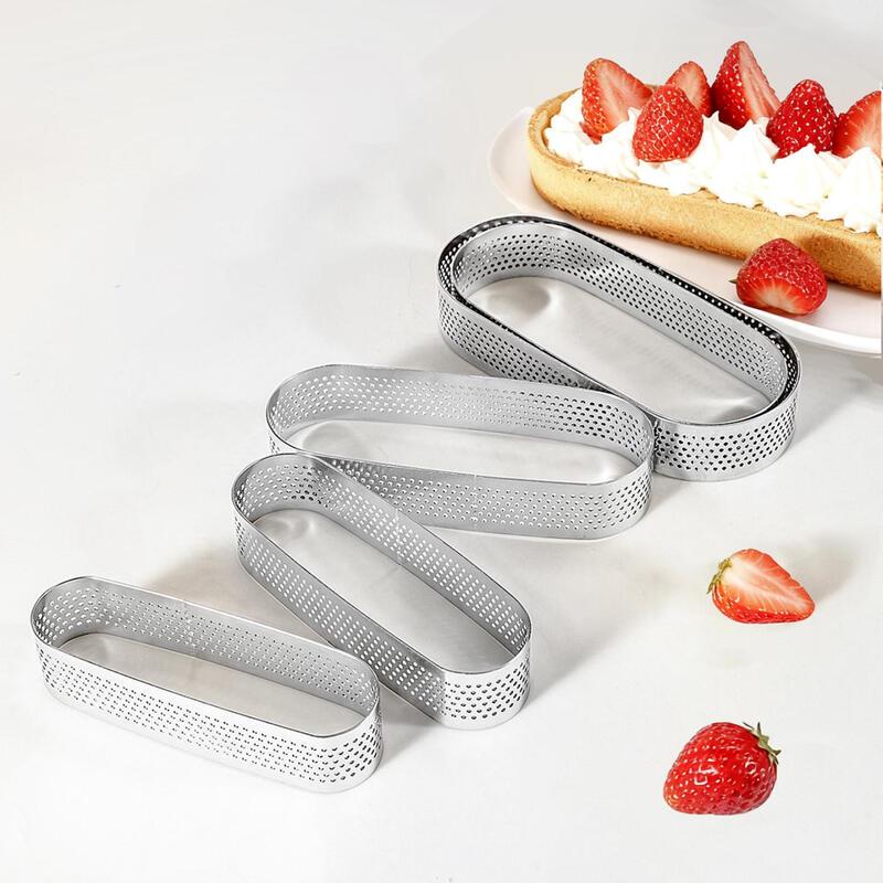 MDNG French Style Perforated Oval Tart Ring Set (4 Pack)